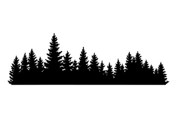 Fototapeta premium Forest Treeline Silhouette Black Landscape Vector Illustration