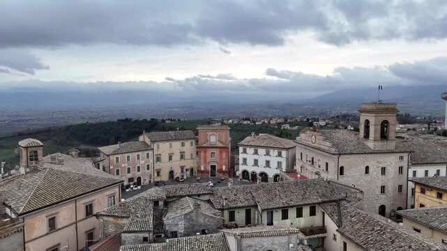 Montefalco, Umbria, Italy, aerial, drone, view