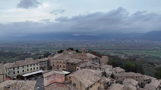 Montefalco, Umbria, Italy, aerial, drone, view