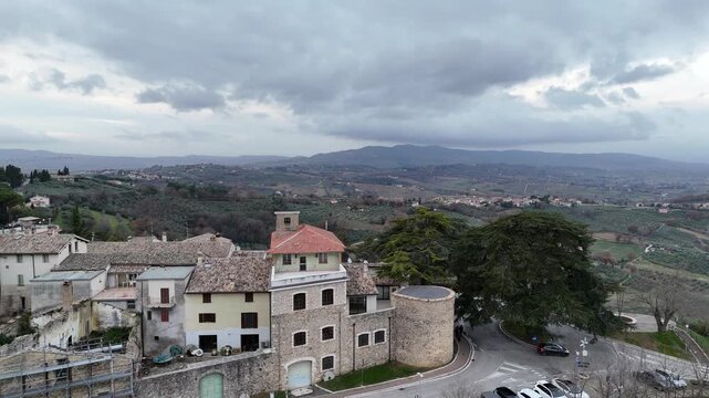 Montefalco, Umbria, Italy, aerial, drone, view
