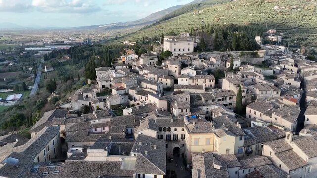 pello, Umbria, Italy, aerial drone view