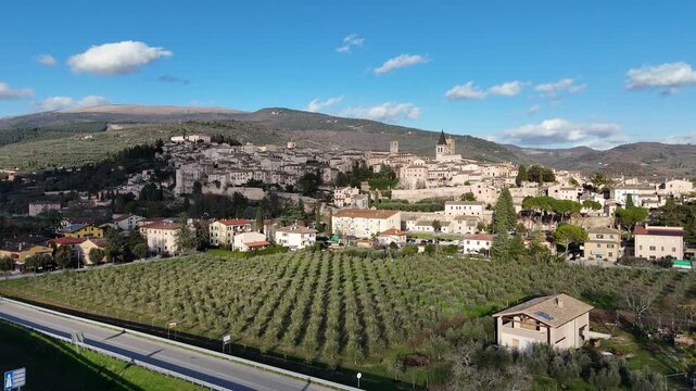 pello, Umbria, Italy, aerial drone view