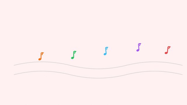 Colorful Musical Notes Motion in Abstract Animation for Creative Visuals.