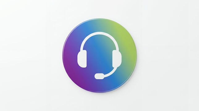 Top View Circular Purple Blue Lime Tech Support Icon Avatar