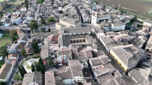 Bevagna, Umbria, Italy, aerial drone view