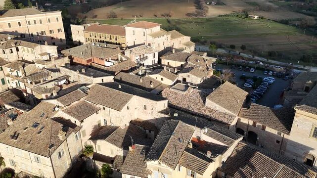 Spello, Umbria, Italy, aerial drone view