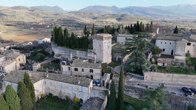 Spello, Umbria, Italy, aerial drone view