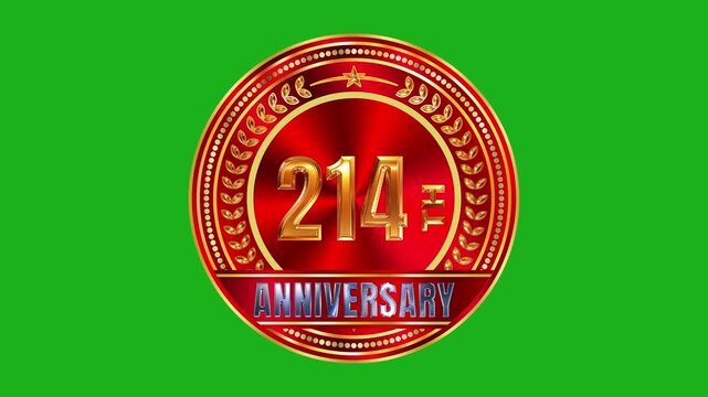 Refining 214th anniversary gold seal with deep red textured metallic surface and glossy focus lighting 4k video