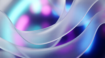 Naklejka premium Abstract 3D translucent glowing waves with neon blue and purple background