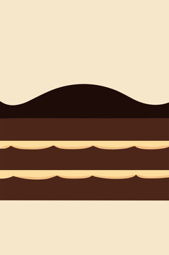 Chocolate Cake Layer Background with Cream Filling Brown Dessert Vector Layout for Bakery Menu Birthday and Food Design
