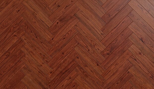 Dark Mahogany Herringbone Parquet Wood Flooring Texture with Natural Grain and Rich Brown Tones