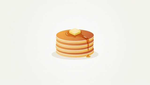 Stack of fluffy pancakes topped with melting butter with delicious stack butter syrup illustration traditional restaurant breakfast nutrition