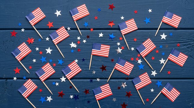 Patriotic pattern for labor day with small american flags