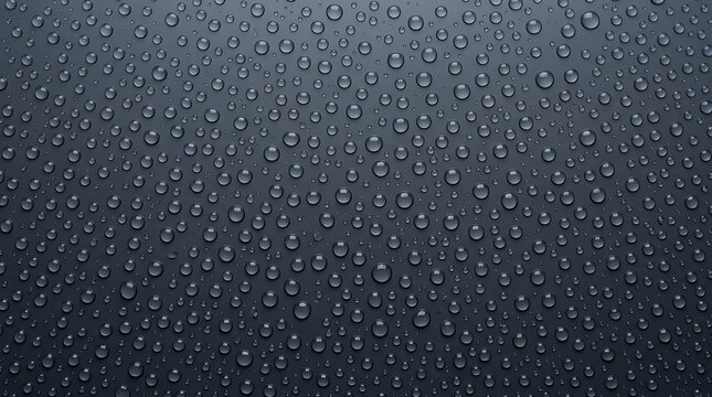 Close up of water droplets on a dark textured surface creating a subtle abstract pattern
