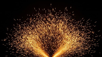 Obraz premium Vibrant sparks of fire burst against a dark backdrop. The concept epitomizes energy and celebration, suitable for events, festivals, and creative projects seeking impact. Generative AI.
