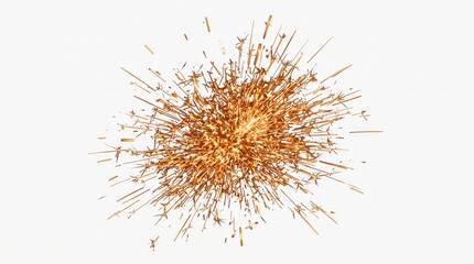 Fototapeta premium Bright orange sparks burst in all directions on a white background. Concept of energy, celebration, and excitement, ideal for overlay, advertising, design, and creative projects. Generative AI.