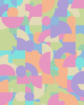 A cheerful arrangement of overlapping rounded shapes creates a soft retro-inspired pattern, ideal for contemporary branding, editorial layouts, packaging, and decorative digital backdrops.