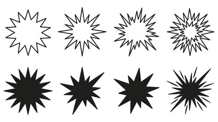 Obraz premium Set of hand drawn starburst shapes and comic book explosion elements isolated on a white background