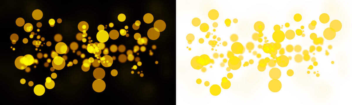 Vibrant yellow bokeh light spots overlay with transparent background perfect for creative photo editing and design projects