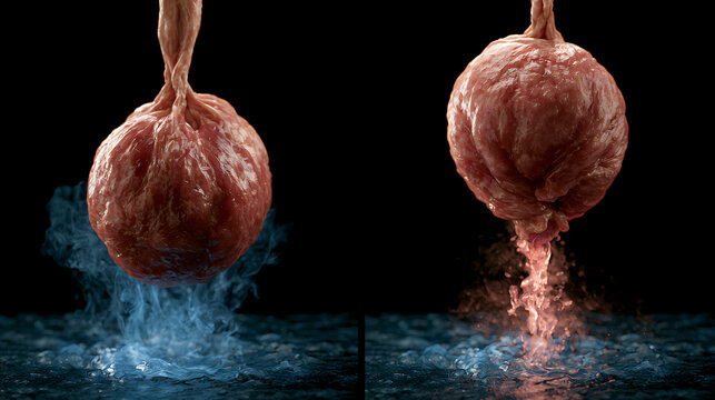 Enlarged prostate gland depiction before and after treatment medical illustration
