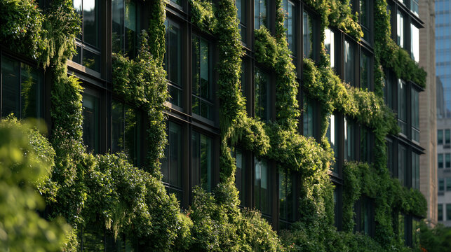 Modern Green Building Facade with Vertical Living Wall