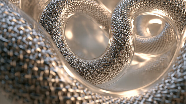 Abstract Wire Mesh Stent Tubing Close Up for Medical Technology