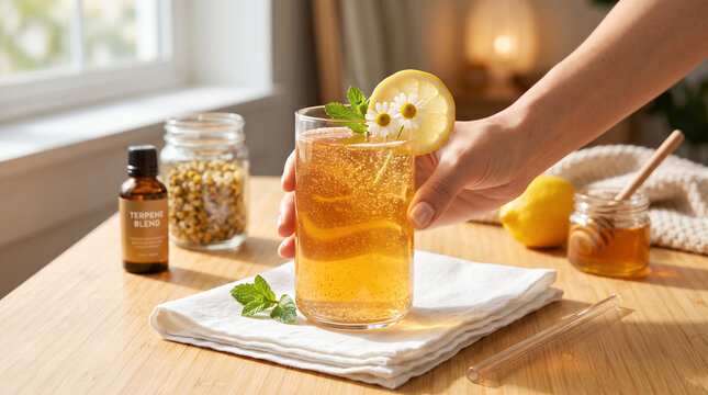 Terpene & Chamomile Sparkler &ndash; Botanical Citrus Infused Non-Alcoholic Beverage Recipe