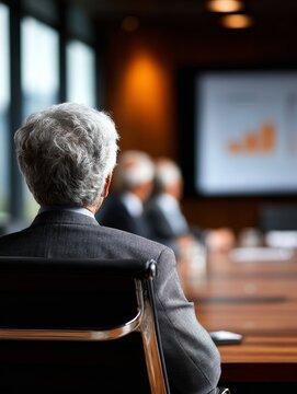 Business meeting with engaged leaders in modern boardroom