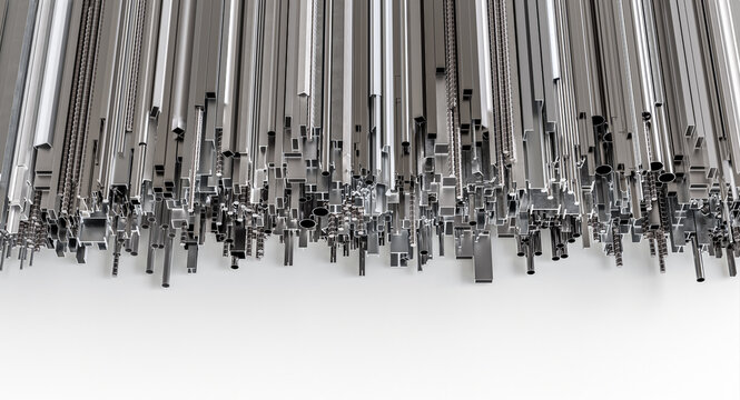 Metal profiles 3d industrial background