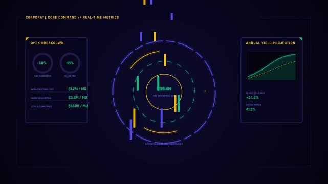Futuristic Motion Data Visualization with Dynamic Graphs and Interactive Elements.