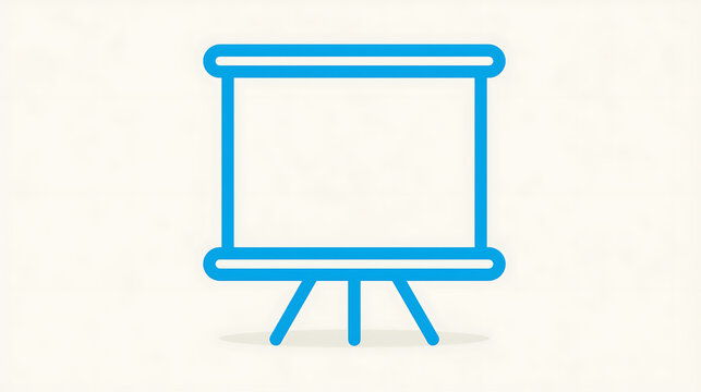 Blue line icon depicting a projection screen mounted on a tripod