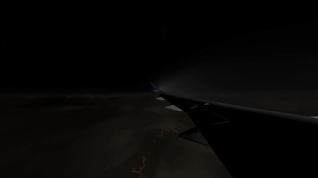 wing view at nigth with lighting thunder