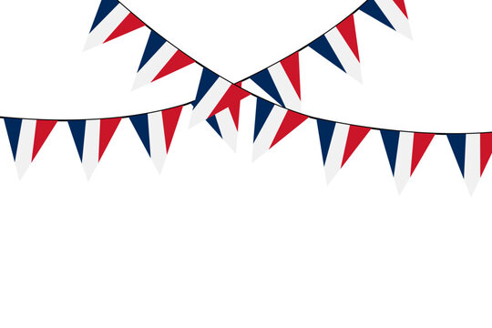 Festive bunting flags with french flag colors