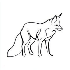 Naklejka premium Elegant fox line drawing with bold contour for posters and branding