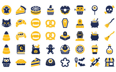 Fototapeta premium A comprehensive halloween themed icon set collection featuring spooky festive elements for creative design projects and digital graphics