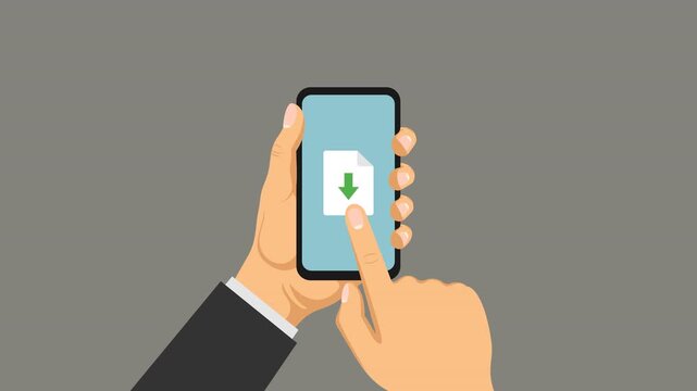 download document video animation flat concept