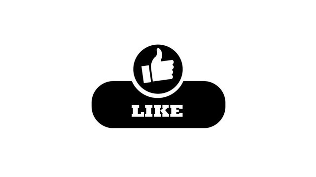 Black social media LIKE button icon with thumbs up symbol on black background vector graphic illustration concept