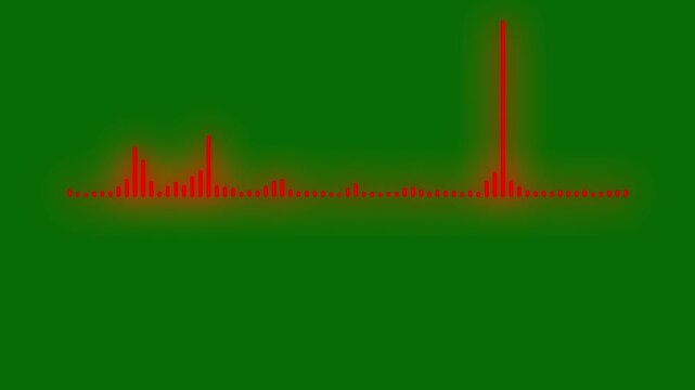 Music spectrum dynamic amplitude sound red glowing radio disco speaker mic record dynamic voice dynamic audio curve waveform rhythm beats songs player tech dynamic form. green screen 4k loop