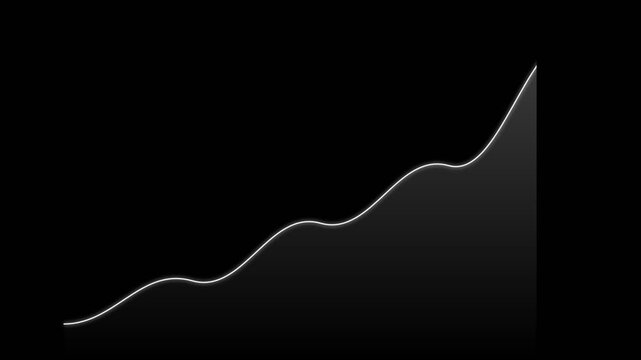 Financial Growth Chart with Upward Trend Line on Black Background