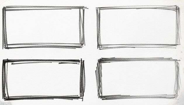 Hand drawn sketch of four rectangular frames on a white background.