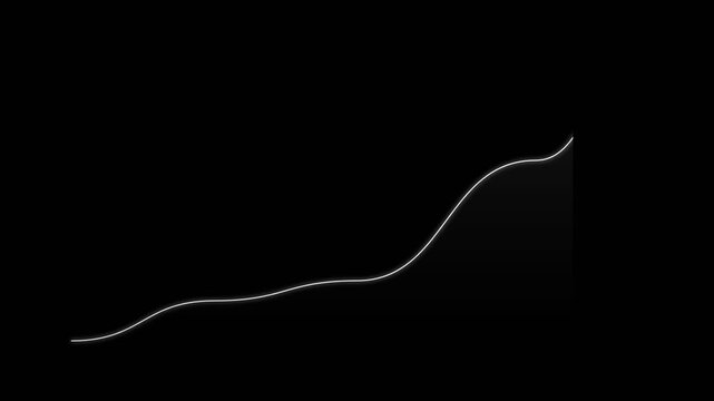 Minimalist Financial Growth Line Chart Animating Upward on Black Background