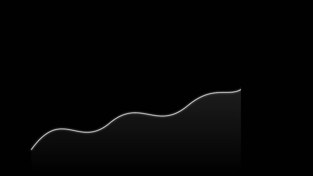 Minimalist White Neon Line Graph Showing Financial Growth on Black Background