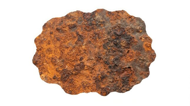 Rusty metal plate with textured surface isolated on white background