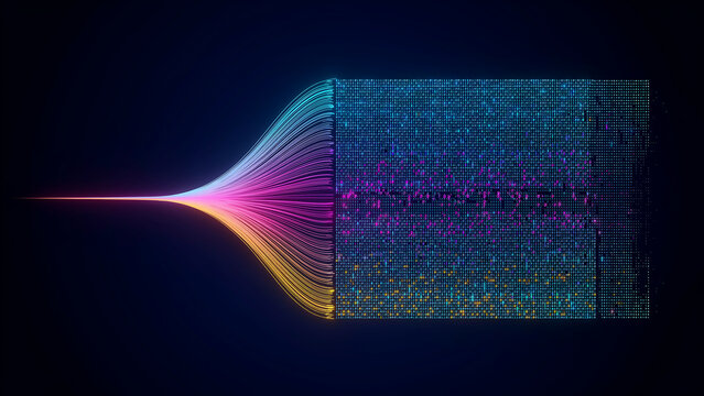 Abstract digital data processing visualization flow of information stream