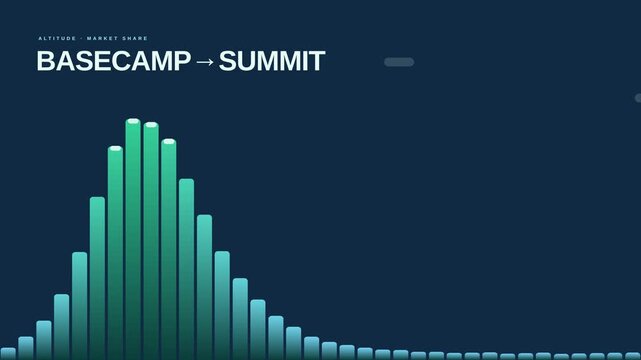 Dynamic motion of colorful bar graph representing data analysis at summit conference.
