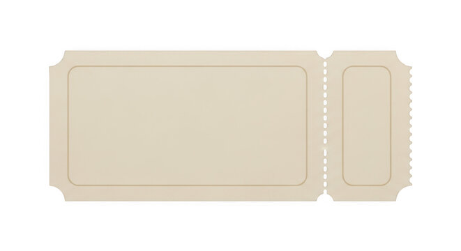 Blank vintage ticket stub template isolated on transparent background