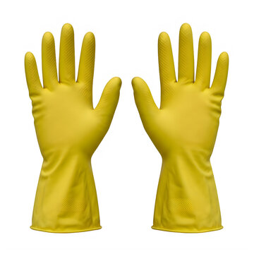 Yellow rubber gloves ready for use