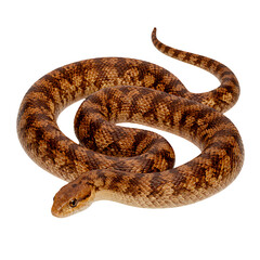 Fototapeta premium Coiled Brown Patterned Snake Reptile Isolated on Transparent Background