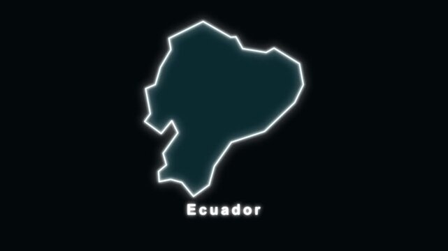 Ecuador map animation with glowing outline on black background