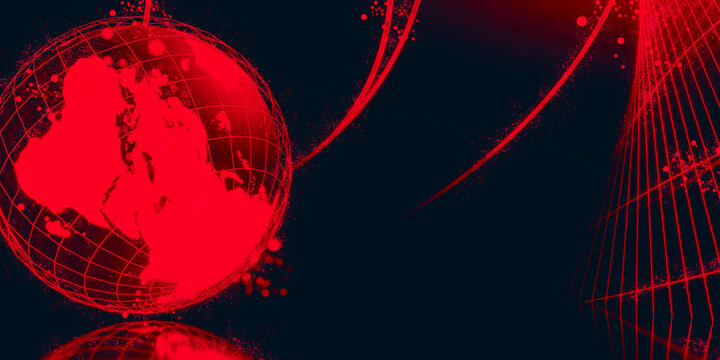 global earth planet 3d illustration rendering for technology in scifi futuristic style, a particle light  network of globalization